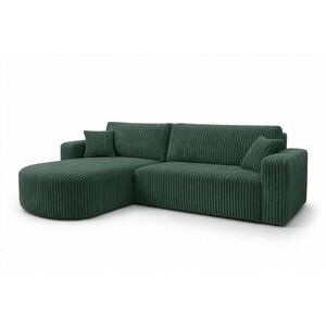 Kaiser Möbel ROHOVÁ SEDAČKA s funkcí spaní, manšestrová tkanina Tilia, Zelená, Levá strana, ROUND ONE XL obraz