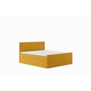Kaiser Möbel KONTINENTÁLNÍ POSTEL s matrací a úložným prostorem, žinylková tkanina Flow, Žlutá, 120x200 cm, H2-Pocket, DEMETER obraz