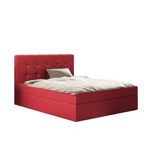 Kaiser Möbel KONTINENTÁLNÍ POSTEL s matrací a úložným prostorem, LUDANO tkanina Cayenne Červená 140x200 cm H2-Pocket obraz