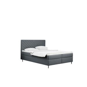 Kaiser Möbel KONTINENTÁLNÍ POSTEL s úložným prostorem, matrací a topperem RUGIA tkanina Velvet Šedá 200x200 cm H2-Pocket obraz