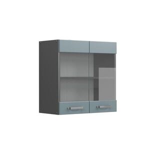 Vicco SKLENĚNÁ KUCHYŇSKÁ SKŘÍŇKA R-Line Modrošedá 60 cm obraz