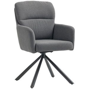 HOMCOM JÍDELNÍ ŽIDLE 360° otočná kuchyňská židle s plátěným potahem, ergonomická, šedá obraz