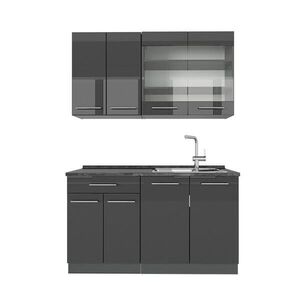 Vicco JEDNOTKOVÁ KUCHYNĚ Fame-Line Antracitový vysoký lesk 140 cm , PD Antracit obraz