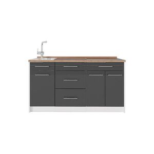 Vicco KUCHYŇSKÝ BLOK Fame-Line, Antracitový vysoký lesk/Bílá, 150 cm, PD Dub obraz
