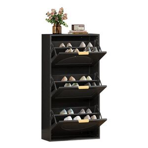 Modfu BOTNÍK z MDF a dřevotřísky 60x24x114 cm černý se 3 výklopnými přihrádkami a pojistkou proti převrácení obraz