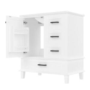 Modfu KOUPELNOVÁ skříňka s umyvadlem z keramiky a MDF 76x46x83, 5 cm bílá s 3 zásuvkami a dvířky, odolná proti vlhkosti obraz