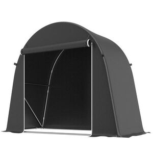Modfu ZAHRADNÍ úložný stan z plastu 245x120x200 cm tmavě šedý s rolovací dveřmi na zip a pozinkovaným rámem obraz