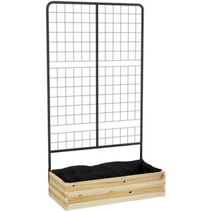 Modfu VYVÝŠENÝ záhon z jedlového dřeva 80x38x145 cm přírodní se spalírem, vložkou a odtokovými otvory obraz