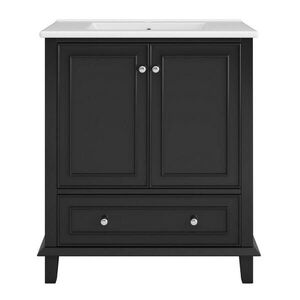 Modfu KOUPELNOVÁ skříňka s umyvadlem z MDF a keramiky 76x46x87 cm bílá/černá s 2 dvířky, zásuvkou a nastavitelnou policí obraz