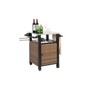 Modfu SERVÍROVACÍ vozík z oceli 76x57x85 cm hnědý s kolečky, úložným prostorem a nerezovou deskou obraz