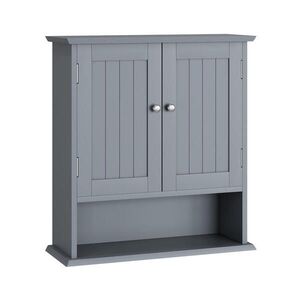 Modfu NÁSTĚNNÁ koupelnová skříňka z MDF 54, 6x19, 8x60 cm světle šedá se 2 dvířky, otevřenými policemi obraz