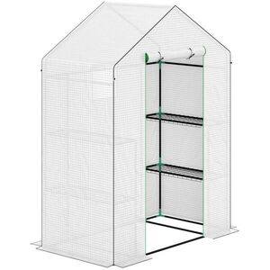 Modfu FÓLIOVNÍK z plastu 143x74x190 cm bílý s rolovacími dveřmi, oknem a třípatrovými regály obraz