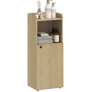 Modfu KOUPELNOVÁ skříňka ze dřeva 40x31x104 cm dubová s nastavitelnou policí a otevřeným úložným prostorem obraz
