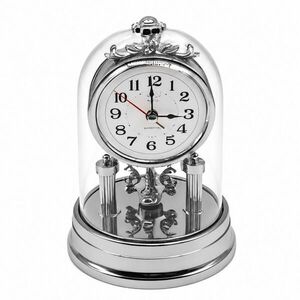 Relaxdays HODINY Stříbrné stolní retro quartz plast 17x11 cm obraz