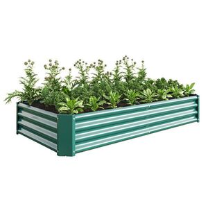 Modfu VYVÝŠENÝ záhon z kovu 180x91x30 cm zelený bez dna s pozinkovaným povrchem a bezpečně zahnutým okrajem obraz