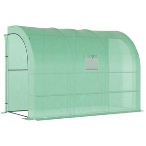 Modfu FÓLIOVNÍK z plastu 300x150x213 cm zelený s regály, oknem a dveřmi na zip obraz
