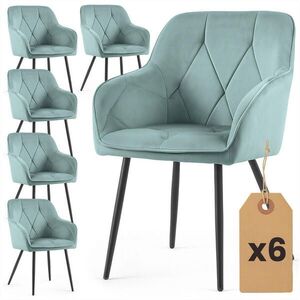 RAUMHIRSCH FURNITURE ČALOUNĚNÁ ŽIDLE, sada 6 ks, kovové nohy, tyrkysová, černá 54, 5/82, 5/58 obraz