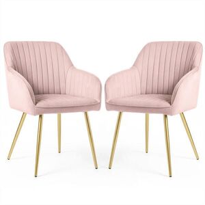 RAUMHIRSCH FURNITURE ČALOUNĚNÁ ŽIDLE, sada 2 ks, kovové nohy růžové, zlaté 54, 5/82/58 obraz