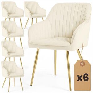 RAUMHIRSCH FURNITURE ČALOUNĚNÁ ŽIDLE, sada 6 ks, kovové nohy, krémová, zlatá 54, 5/82/58 obraz