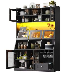 STILVORA VYSOKÁ SKŘÍŇ černá s USB, LED a skleněnými dvířky, 120×40×181, 7 cm obraz