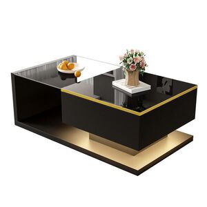 FLIEKS KONFERENČNÍSTOLEK 90cm Černý Lesklý LED Sklo obraz
