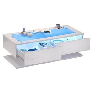 FLIEKS KONFERENČNÍSTOLEK 100x50cm Bílý LED Lesklý Zásuvky obraz
