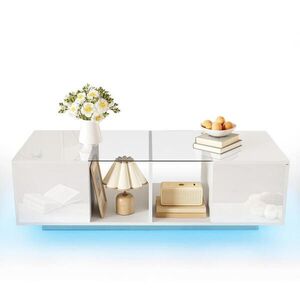 FLIEKS KONFERENČNÍSTOLEK 120x50cm Bílý LED Sklo MDF obraz