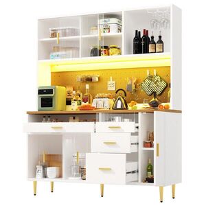 OKWISH VYSOKÁ skříň 145/39/171 cm bílá ze skla a MDF s LED osvětlením a posuvnými dveřmi obraz