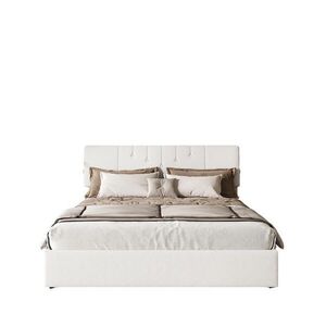 SHOPENTRA ČALOUNĚNÁ postel 160x200 cm Teddy White USB bed box obraz