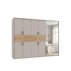 luma-home SKŘÍŇ S OTOČNÝMI DVEŘMI B273/H210/T58 cm, béžovo-šedá, šatní skříň s paspartou, 2 zrcadly, 2 zásuvkami a úchytkami v dekoru dub Artisan / 22 obraz