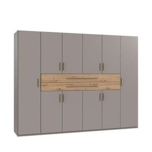 luma-home SKŘÍŇ S OTOČNÝMI DVEŘMI B270/H208/T58 cm, pískově šedá, šatní skříň se 2 velkými zásuvkami a úchytkami v dekoru dub Artisan / 22641 obraz