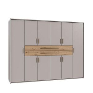 luma-home SKŘÍŇ S OTOČNÝMI DVEŘMI B273/H210/T58 cm, béžovo-šedá, šatní skříň se 2 velkými zásuvkami a úchytkami v dekoru dub Artisan / 22645 obraz
