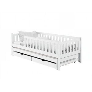 Kids Collective DĚTSKÁ POSTEL s výsuvným lůžkem, dvěma zásuvkami a matrací 90x200 v bílé barvě obraz