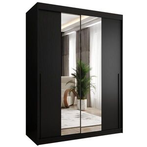 Home Collective SKŘÍŇ S POSUVNÝMI DVEŘMI se zrcadlem, šířka 150 cm, černá s černým úchytem obraz