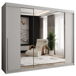 Home Collective SKŘÍŇ S POSUVNÝMI DVEŘMI se zrcadlem, šířka 250 cm, bílá se stříbrným úchytem obraz