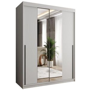 Home Collective SKŘÍŇ S POSUVNÝMI DVEŘMI se zrcadlem, šířka 150 cm, bílá s černým úchytem obraz