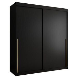 Home Collective ŠATNÍ SKŘÍŇ S POSUVNÝMI DVEŘMI 180 cm šířka, černá se zlatým úchytem obraz