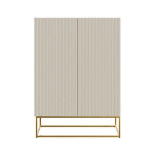 Selsey HIGHBOARD 2dveřová Veldio šedobéžová se zlatým kovovým rámem 90 cm obraz