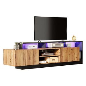 STILVORA TV STOLEK v dekoru dubu s úložným prostorem a LED osvětlením, do obývacího pokoje, 190×40×48, 5 cm obraz