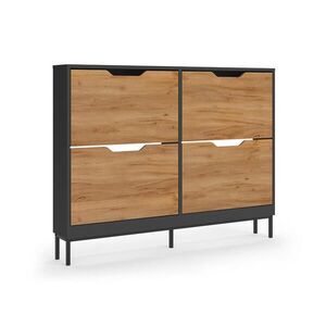 Vicco BOTNÍK NA BOTY Luca, Antracit/Zlatý mocný dub, 116 x 88.5 cm se 2×2 sklopnými přihrádkami obraz