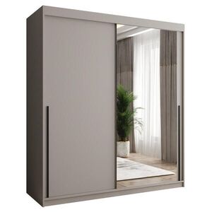 Home Collective SKŘÍŇ S POSUVNÝMI DVEŘMI se zrcadlem, šířka 180 cm, kašmírová s černým úchytem obraz