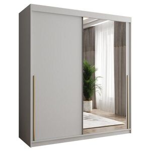 Home Collective SKŘÍŇ S POSUVNÝMI DVEŘMI se zrcadlem, šířka 180 cm, bílá se zlatým úchytem obraz