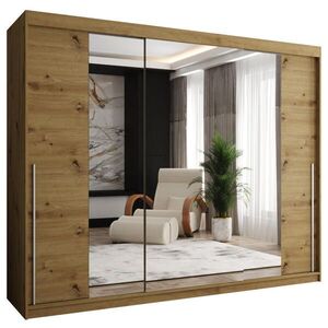 Home Collective SKŘÍŇ S POSUVNÝMI DVEŘMI se zrcadlem, šířka 250 cm, Artisan se stříbrným úchytem obraz