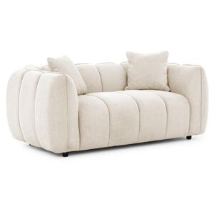 S-Style DVOUMÍSTNÁ POHOVKA Nubira v hluboce prošívaném designu Bubble z měkké strukturované látky ve světle béžové barvě s moderním vzhledem obraz