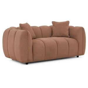 S-Style DVOUMÍSTNÁ POHOVKA Nubira v hluboce prošívaném designu Bubble z měkké strukturované látky v terakotové barvě s moderním vzhledem obraz