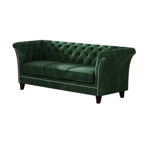 S-Style CHESTERFIELD TŘÍMÍSTNÁ POHOVKA Fusion z lahvově zeleného sametu obraz