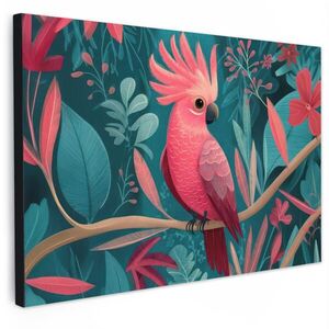 MuchoWow OBRAZ NA PLÁTNĚ Kakadu - Tropické listy - Větev 120x80 cm obraz