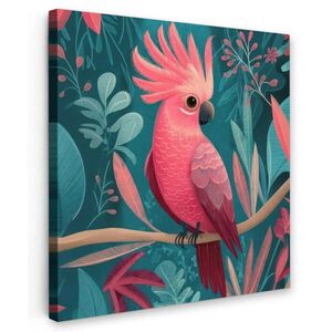 MuchoWow OBRAZ NA PLÁTNĚ Kakadu - Tropické listy - Větev 20x20 cm obraz