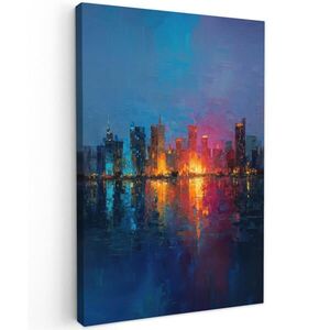 MuchoWow OBRAZ NA PLÁTNĚ Panorama - Tahy štětcem - Tmavě modrá - Světelná 60x90 cm obraz