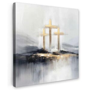 MuchoWow OBRAZ NA PLÁTNĚ Abstraktní - Malba - Křesťanství - Kříž 50x50 cm obraz